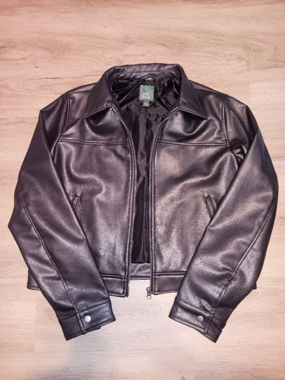 Wild Fable Black Faux Leather Moto Biker Bomber Jacket Size Medium!!